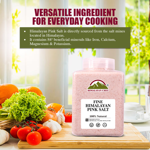 Himalayan Chef Pink Salt Fine Grain, Plastic Jar-5 lbs | 2 Pack